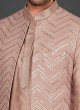 Sequins Work Nehru Jacket Set In Onion Pink Color